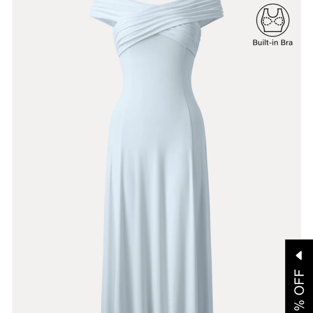 Elegant Off-Shoulder Light Blue Dress